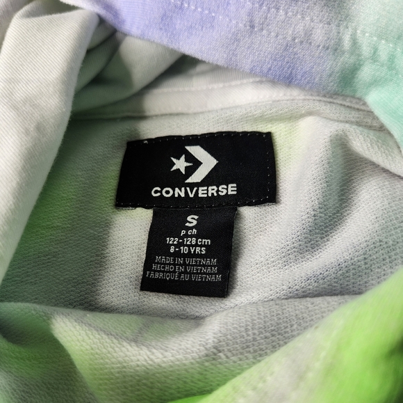 Converse S Green Girl's All Over Print Tie-Dye Boxy Hoodie (Big Kids) Size S - Picture 4 of 8